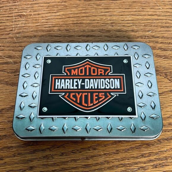 Harley Davidson Motorcycles Playing cards in Metal Case Never Opened - Picture 1 of 5